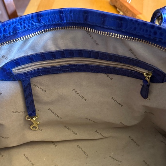 Brahmin Blue Crocodile Embossed Asher Tote Bag - Picture 7 of 8